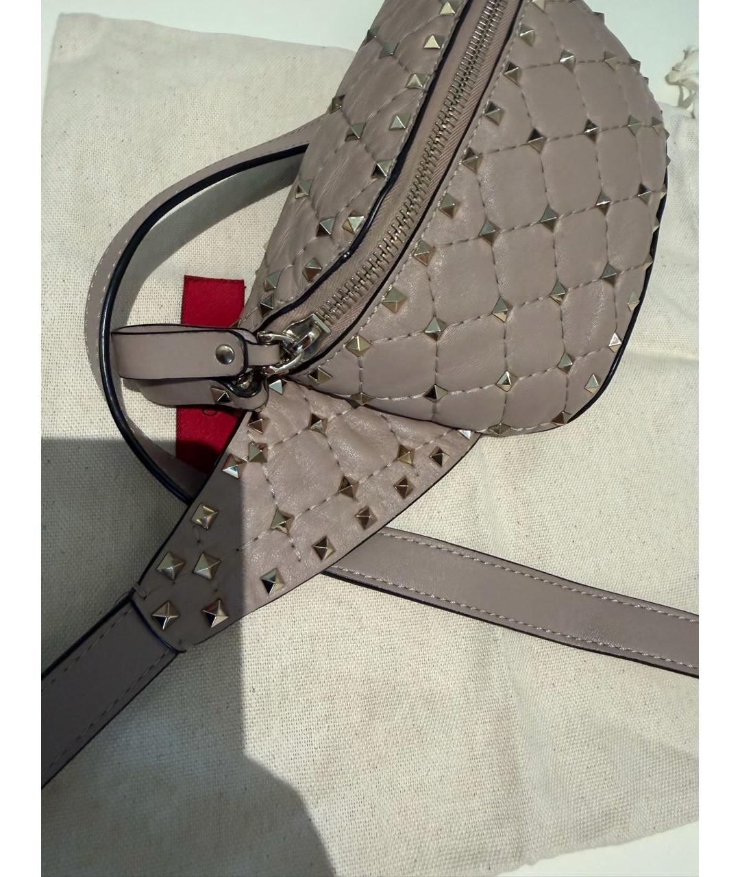 VALENTINO Бежевая кожаная поясная сумка, фото 5