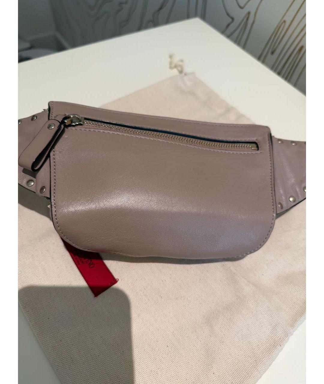 VALENTINO Бежевая кожаная поясная сумка, фото 3