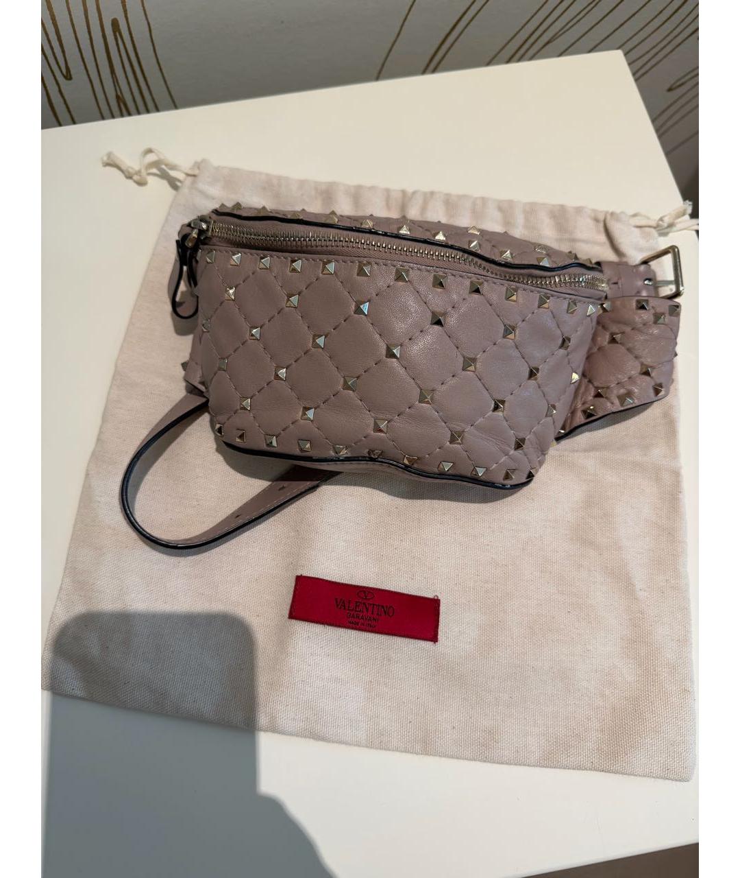 VALENTINO Бежевая кожаная поясная сумка, фото 7