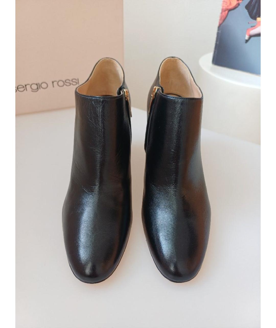SERGIO ROSSI Черные кожаные ботильоны, фото 7
