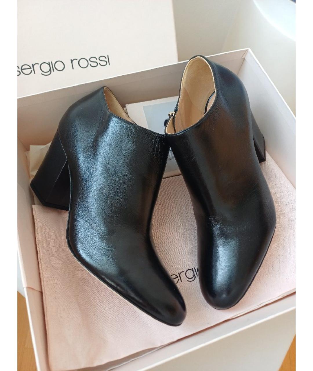 SERGIO ROSSI Черные кожаные ботильоны, фото 5