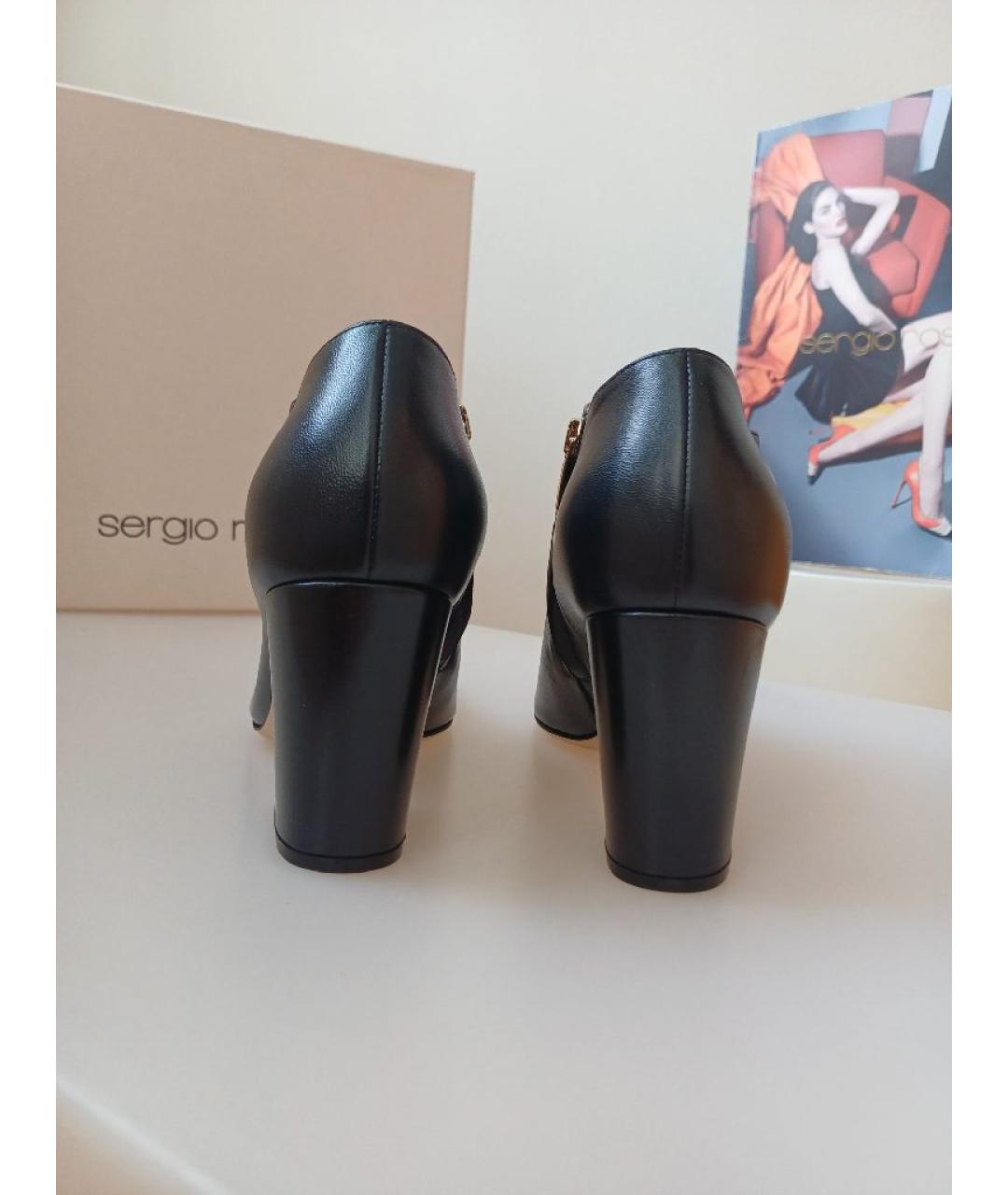 SERGIO ROSSI Черные кожаные ботильоны, фото 8