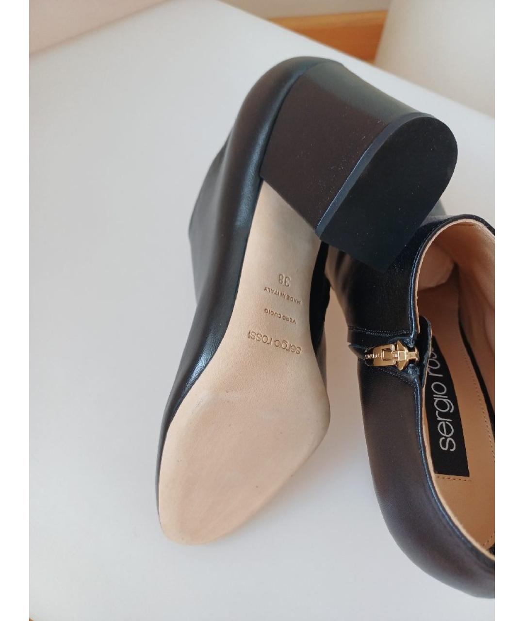 SERGIO ROSSI Черные кожаные ботильоны, фото 9