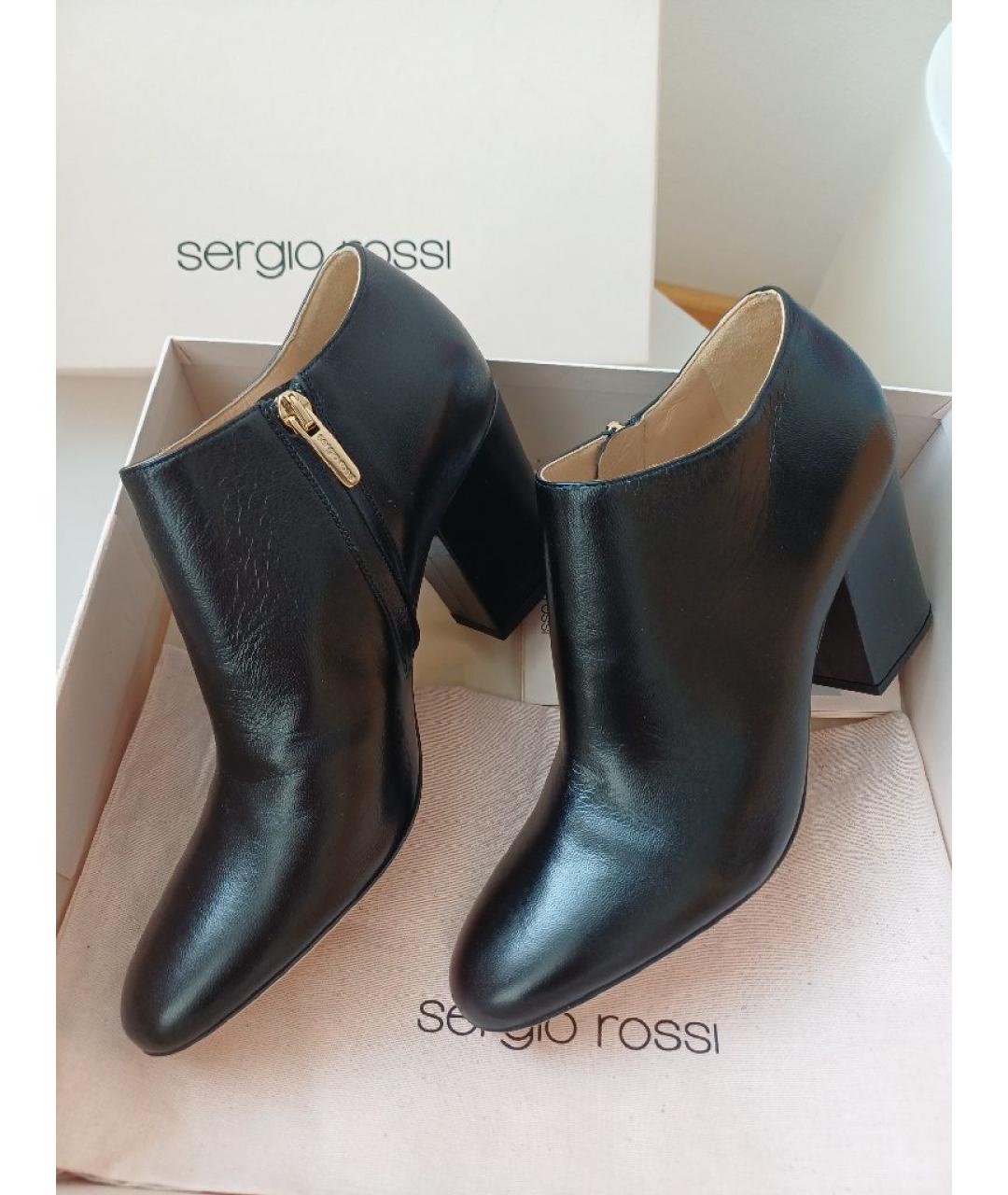 SERGIO ROSSI Черные кожаные ботильоны, фото 3