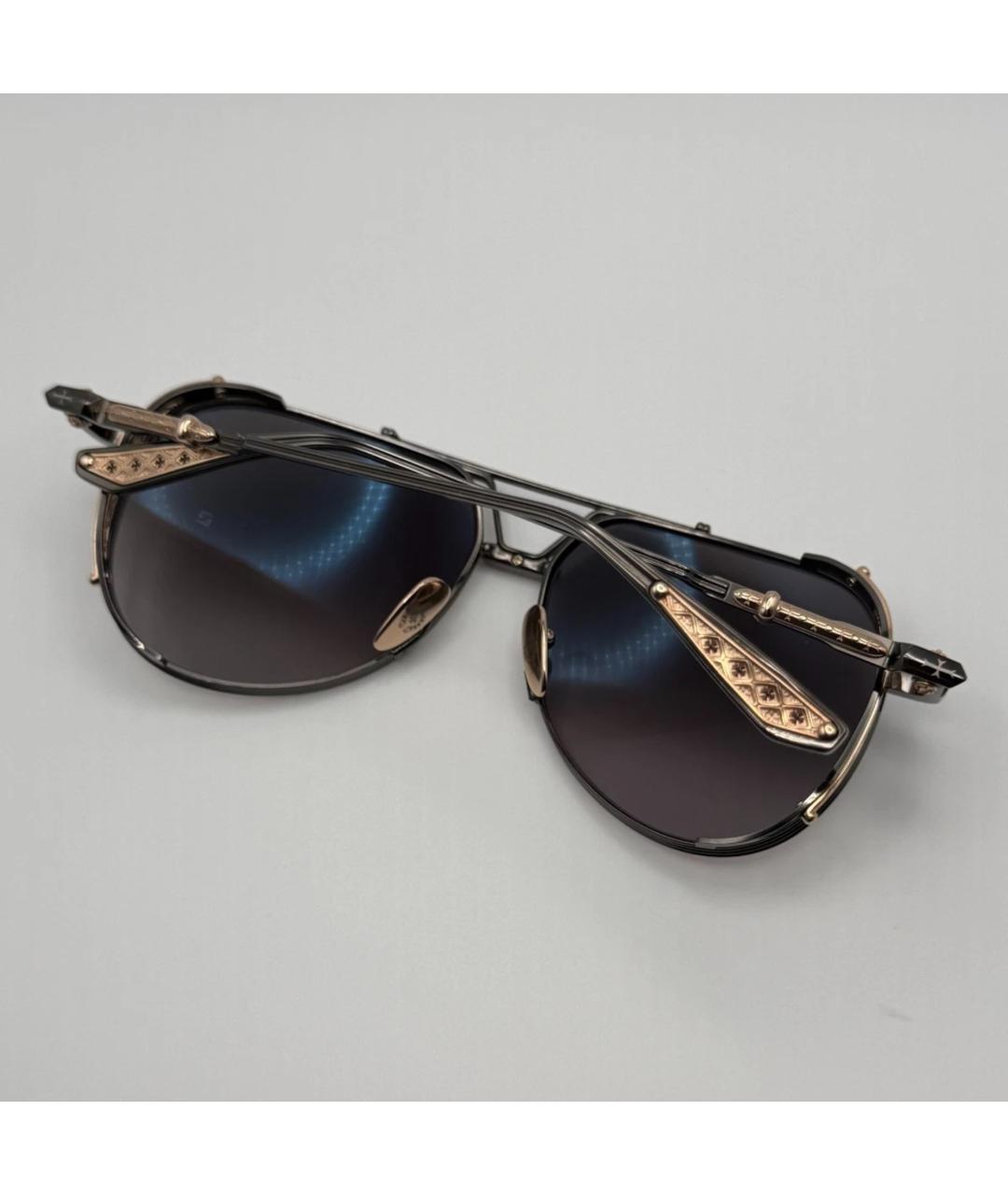 CHROME HEARTS Золотые металлические солнцезащитные очки, фото 8