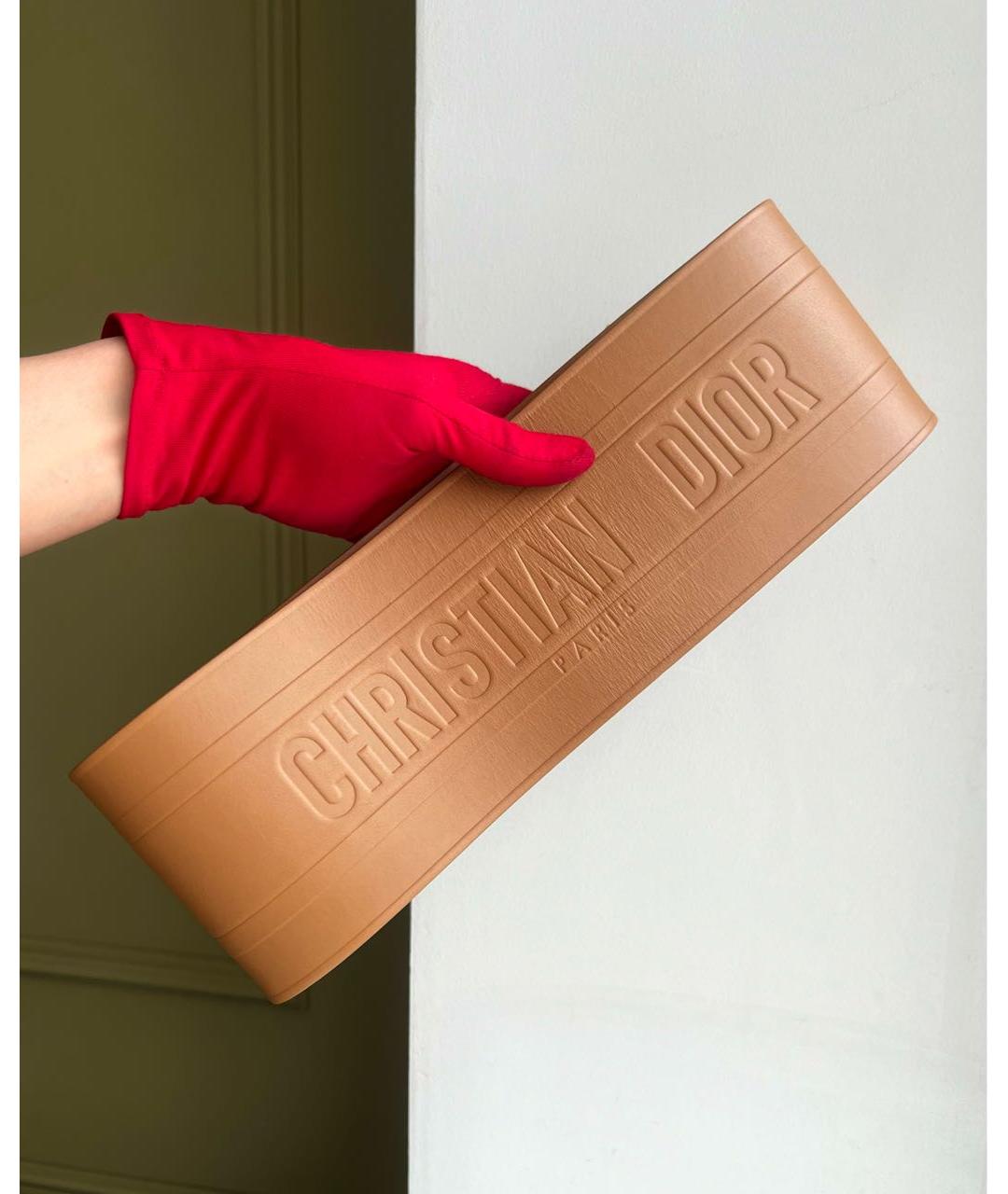 CHRISTIAN DIOR Бежевый кожаный ремень, фото 3