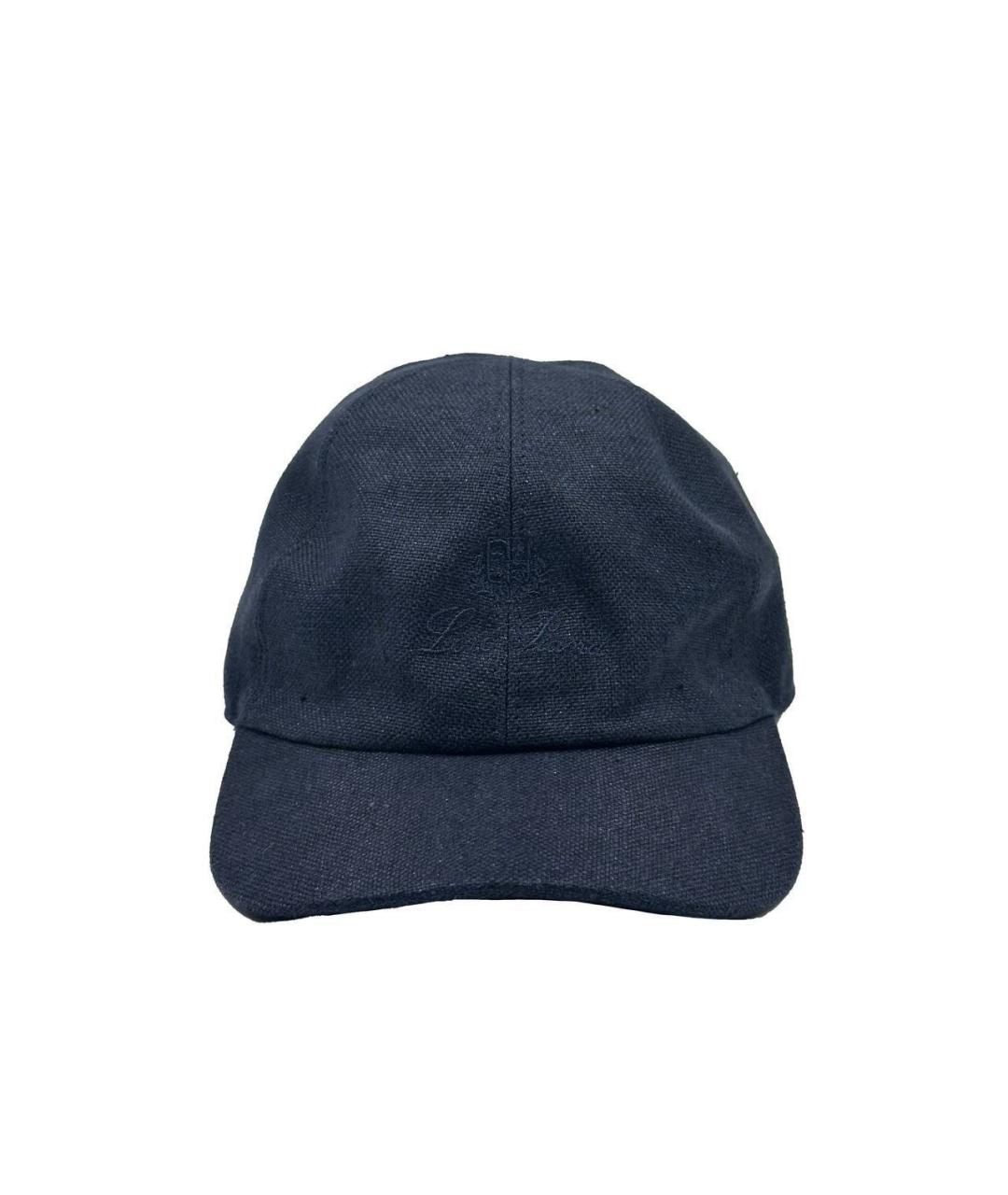 LORO PIANA Темно-синяя льняная кепка/бейсболка, фото 1