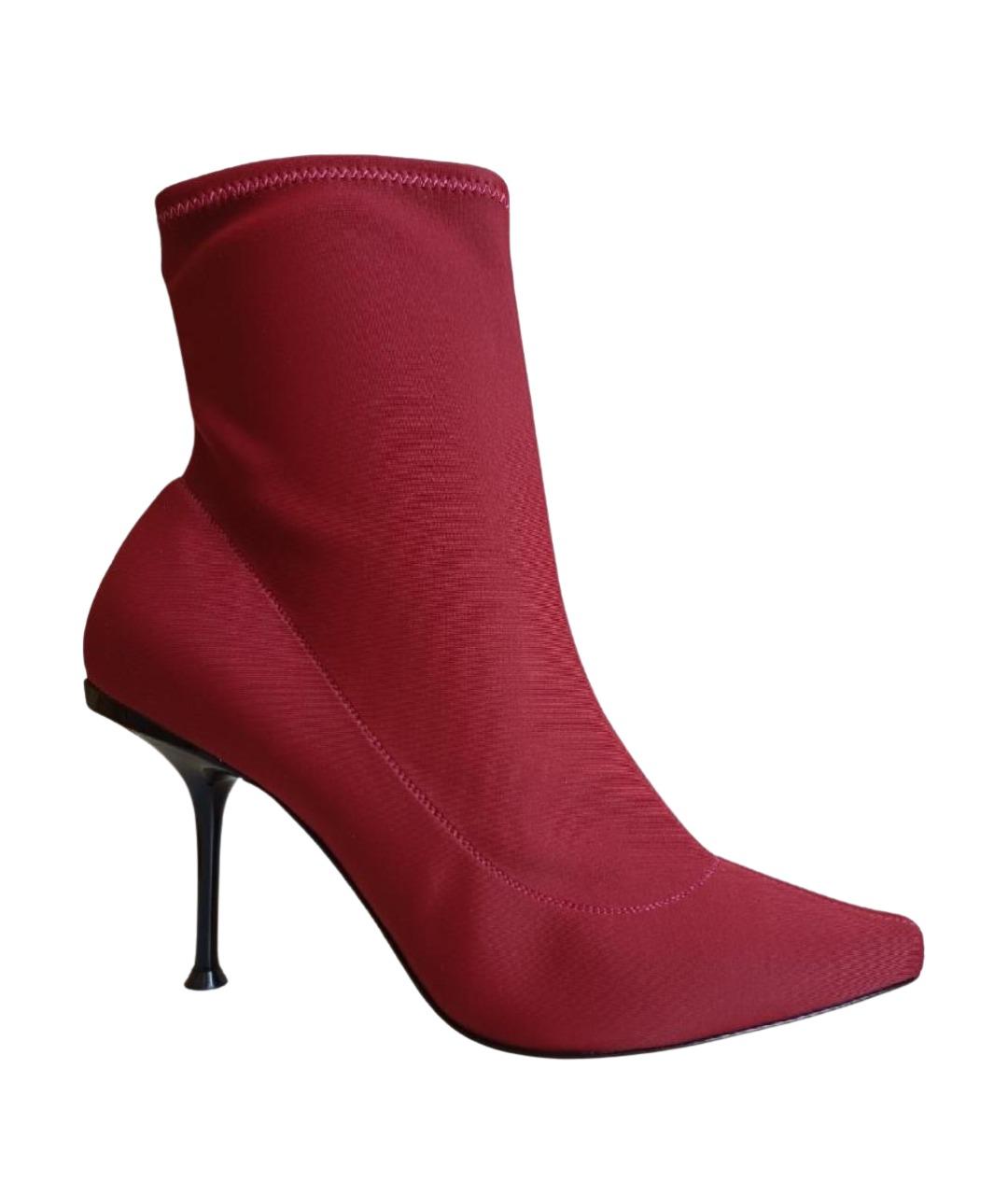 SERGIO ROSSI Красные кожаные ботильоны, фото 1