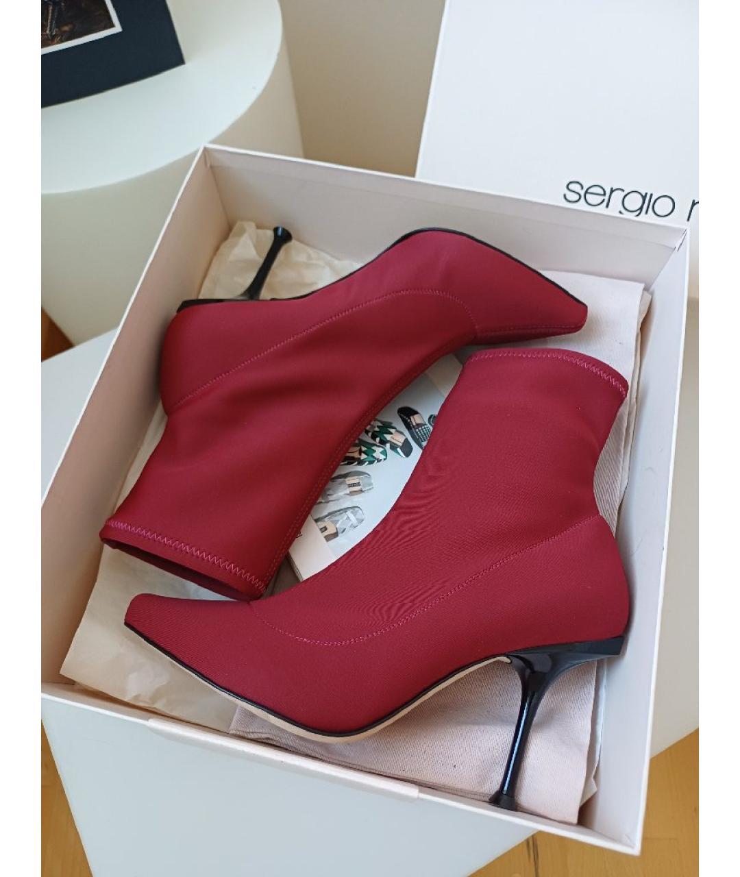 SERGIO ROSSI Красные кожаные ботильоны, фото 3