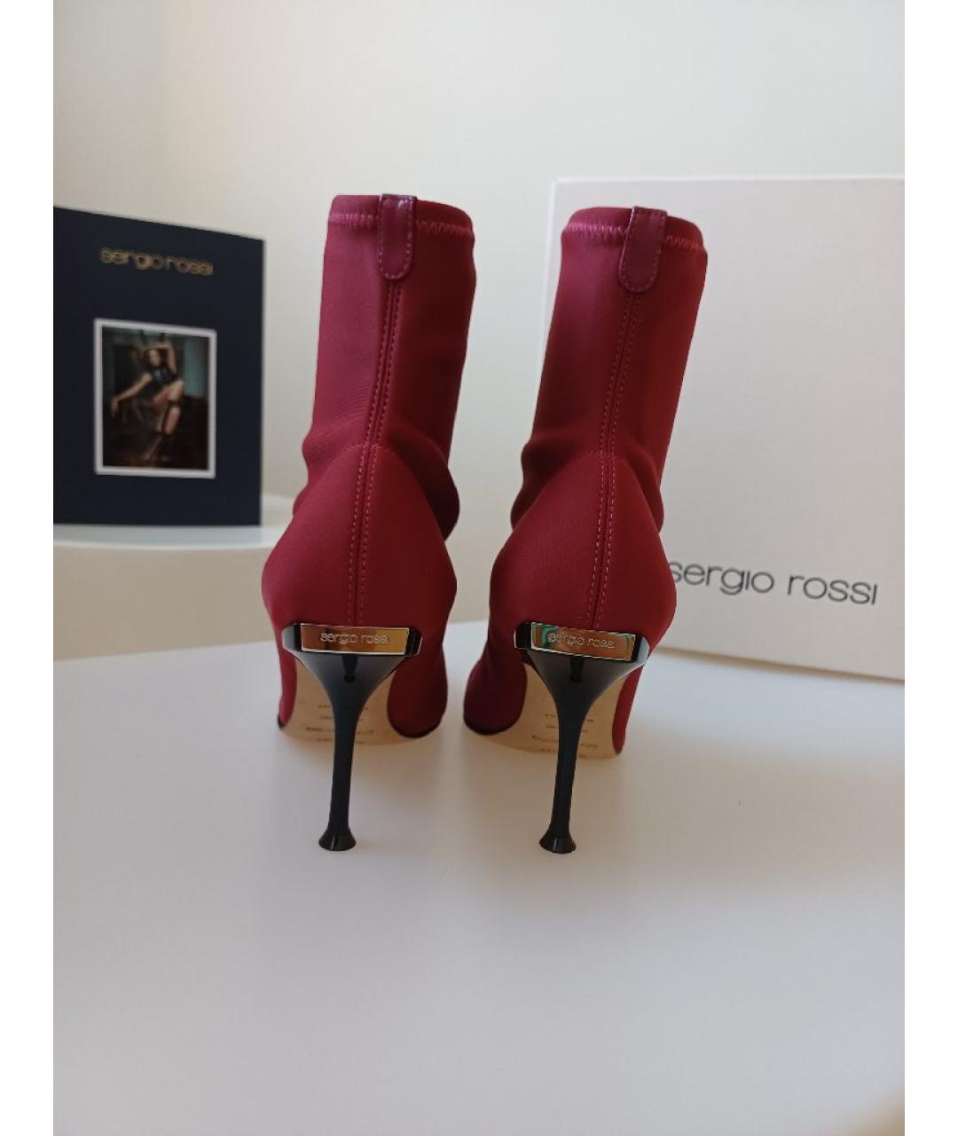 SERGIO ROSSI Красные кожаные ботильоны, фото 8