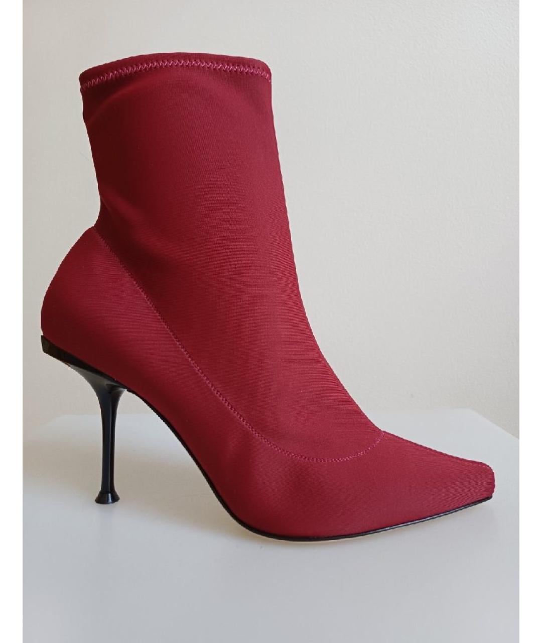 SERGIO ROSSI Красные кожаные ботильоны, фото 10