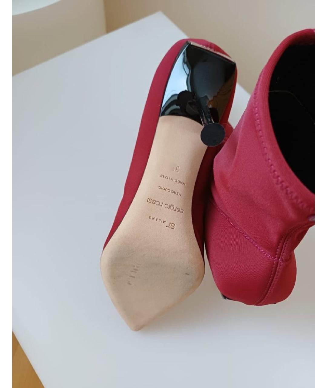 SERGIO ROSSI Красные кожаные ботильоны, фото 9