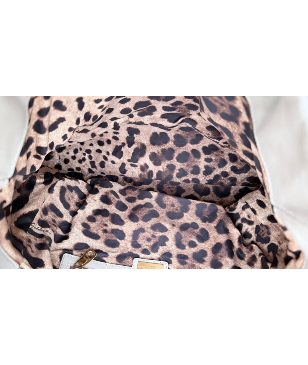 DOLCE&GABBANA Бежевая кожаная сумка с короткими ручками, фото 4