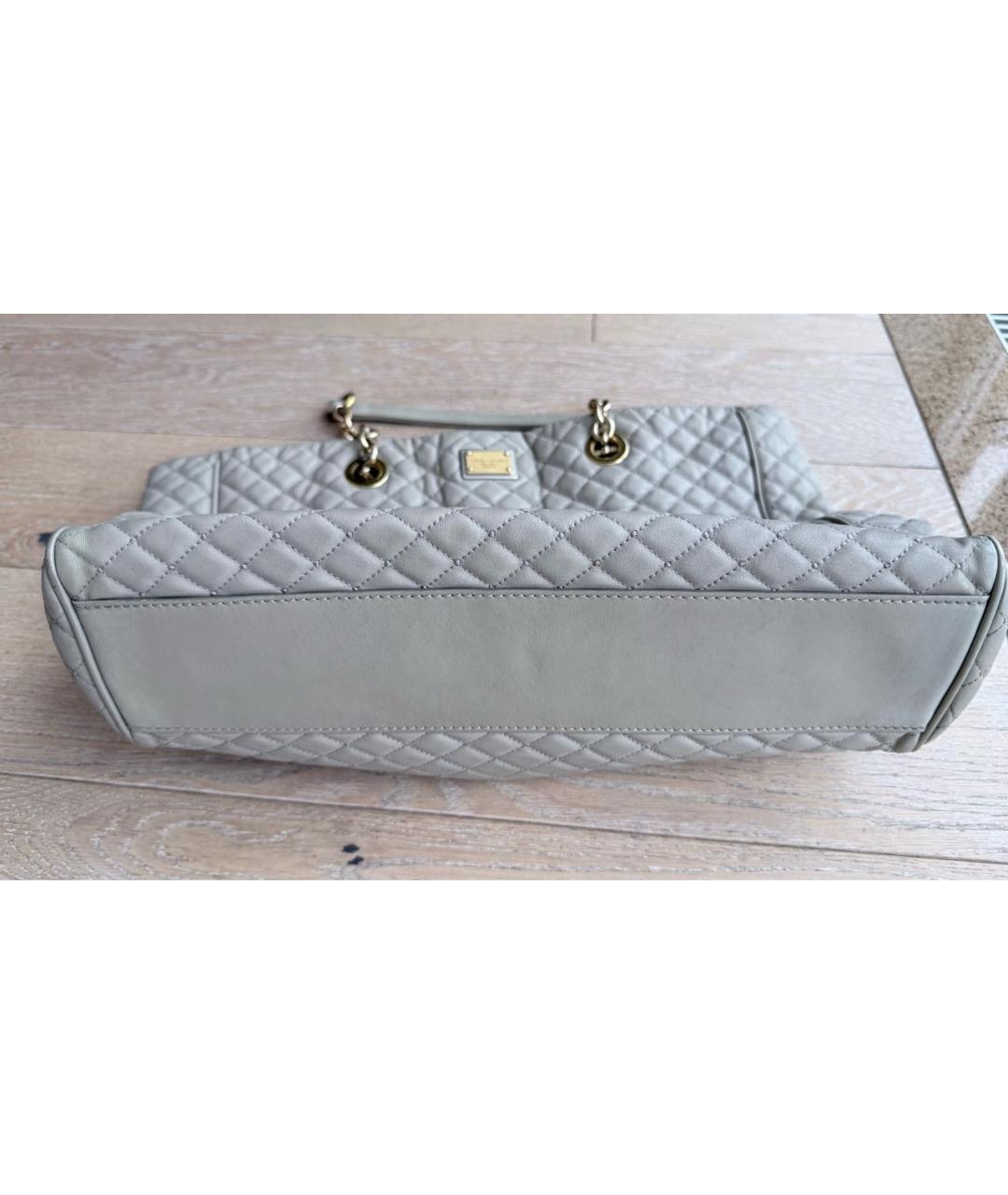 DOLCE&GABBANA Бежевая кожаная сумка с короткими ручками, фото 5