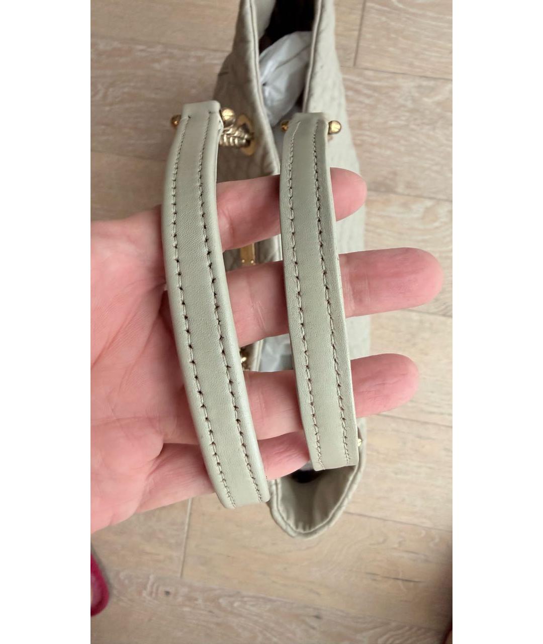 DOLCE&GABBANA Бежевая кожаная сумка с короткими ручками, фото 7