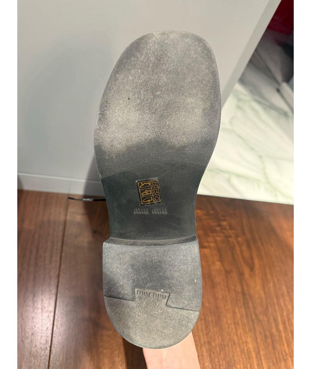 MIU MIU Антрацитовые кожаные сапоги, фото 6