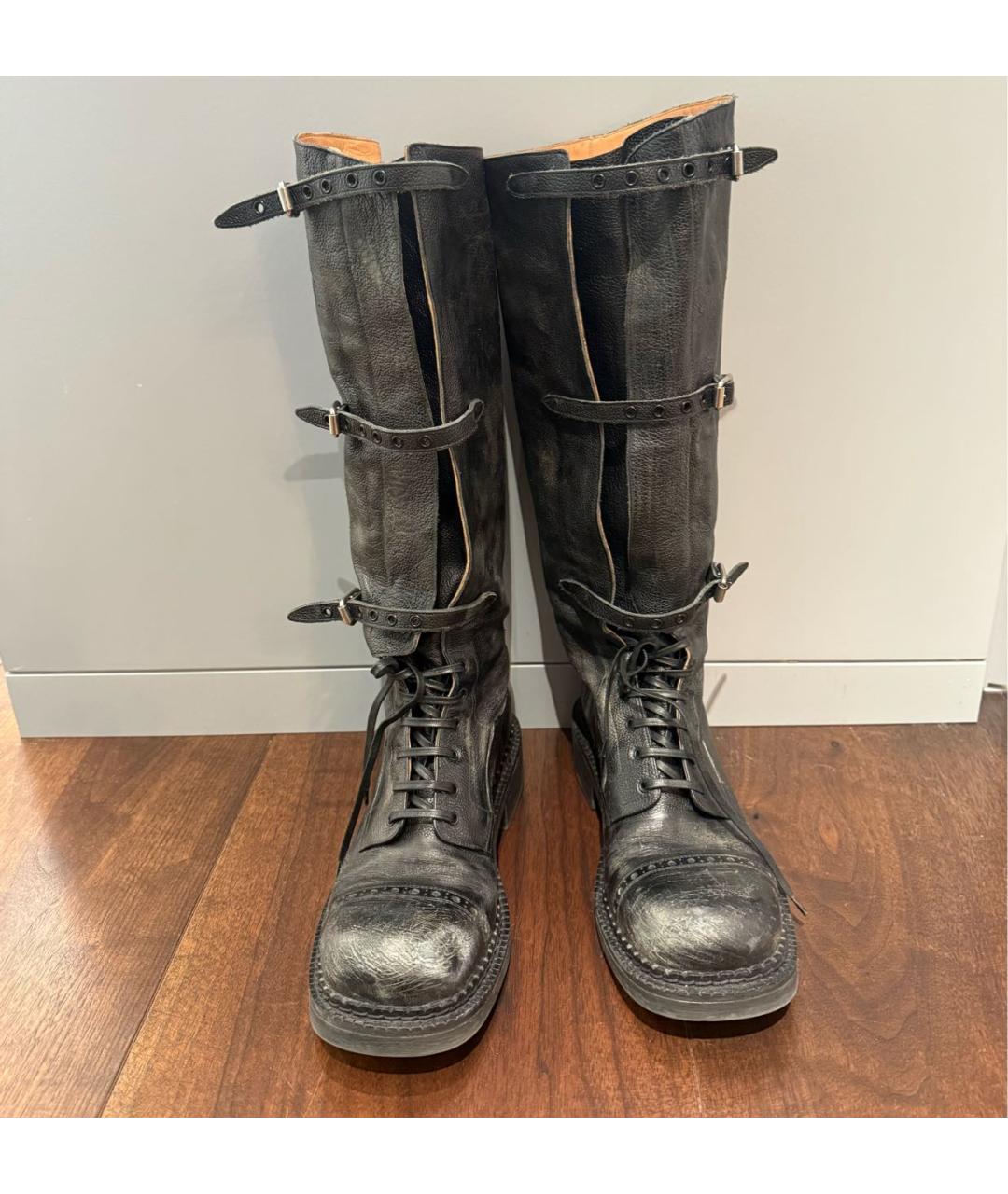 MIU MIU Антрацитовые кожаные сапоги, фото 2