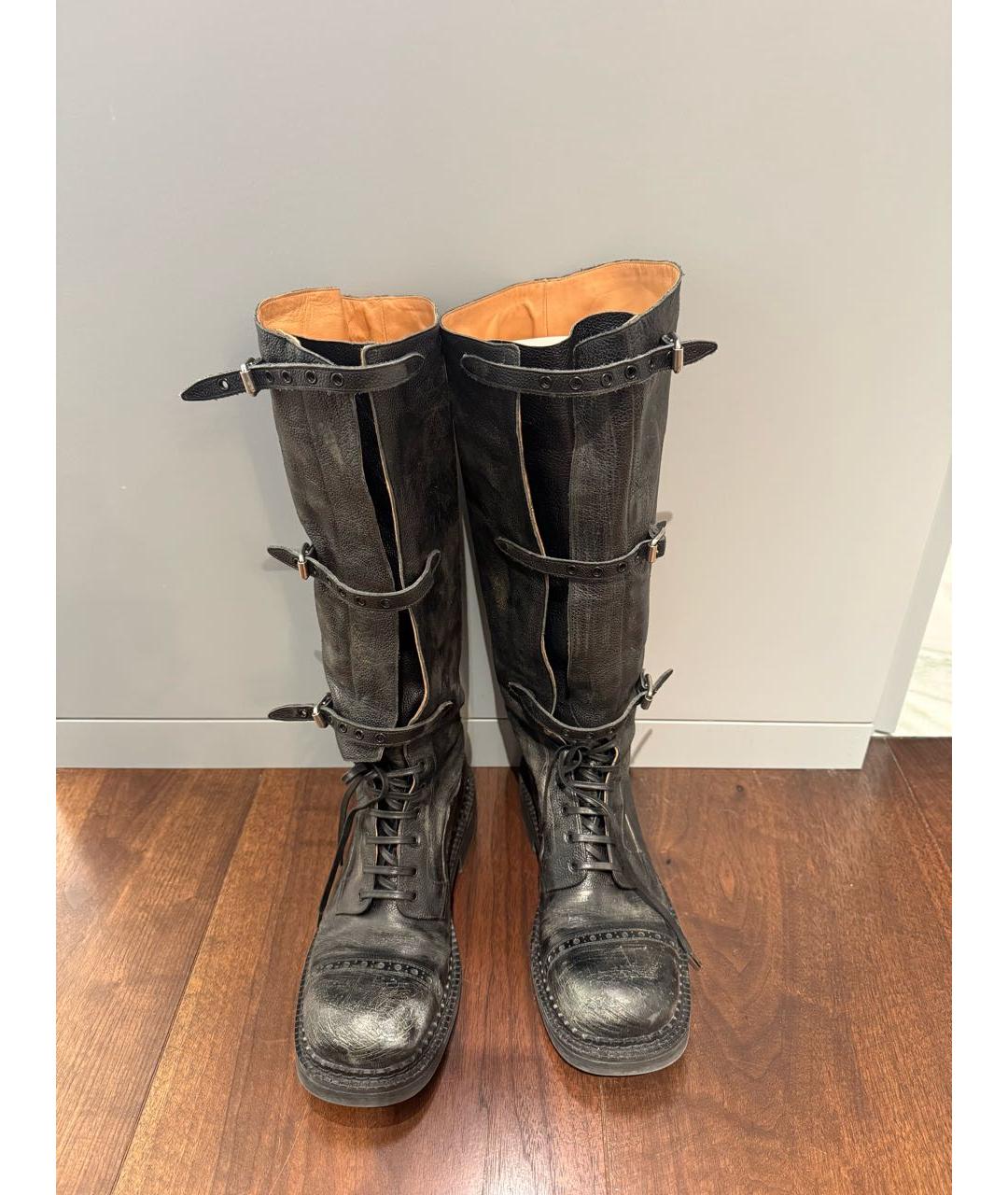 MIU MIU Антрацитовые кожаные сапоги, фото 7