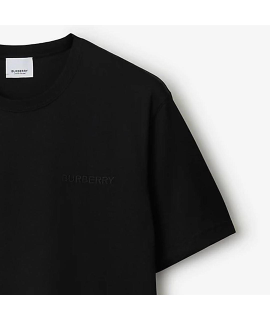 BURBERRY Черная хлопковая футболка, фото 2