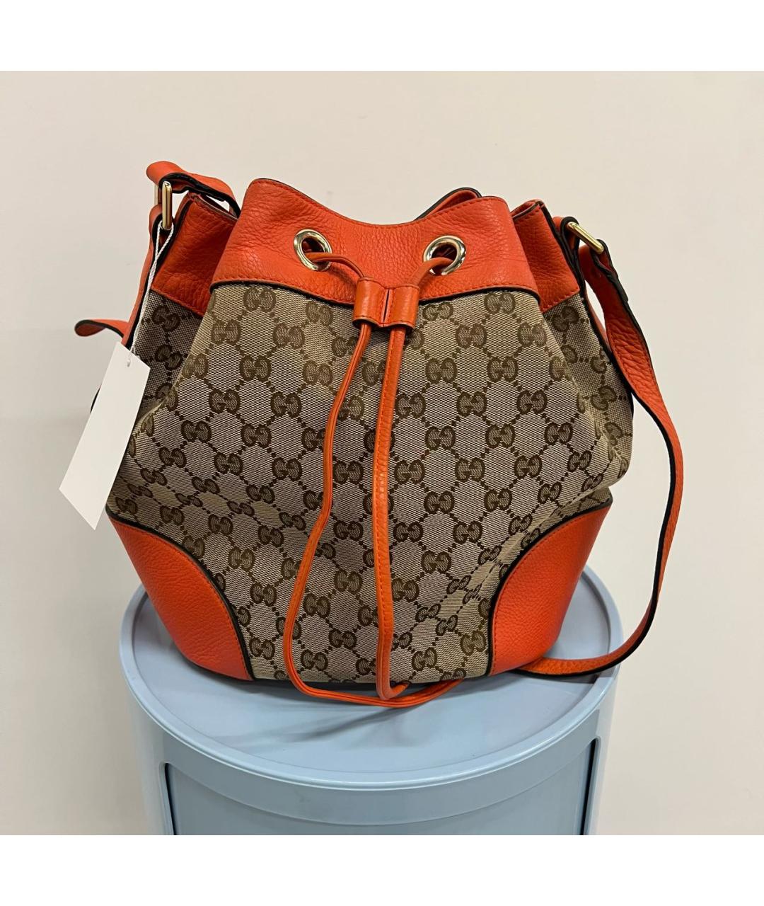 GUCCI Бежевая кожаная сумка через плечо, фото 9