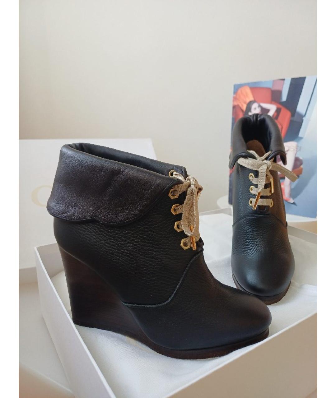 CHLOE Черные кожаные ботильоны, фото 5