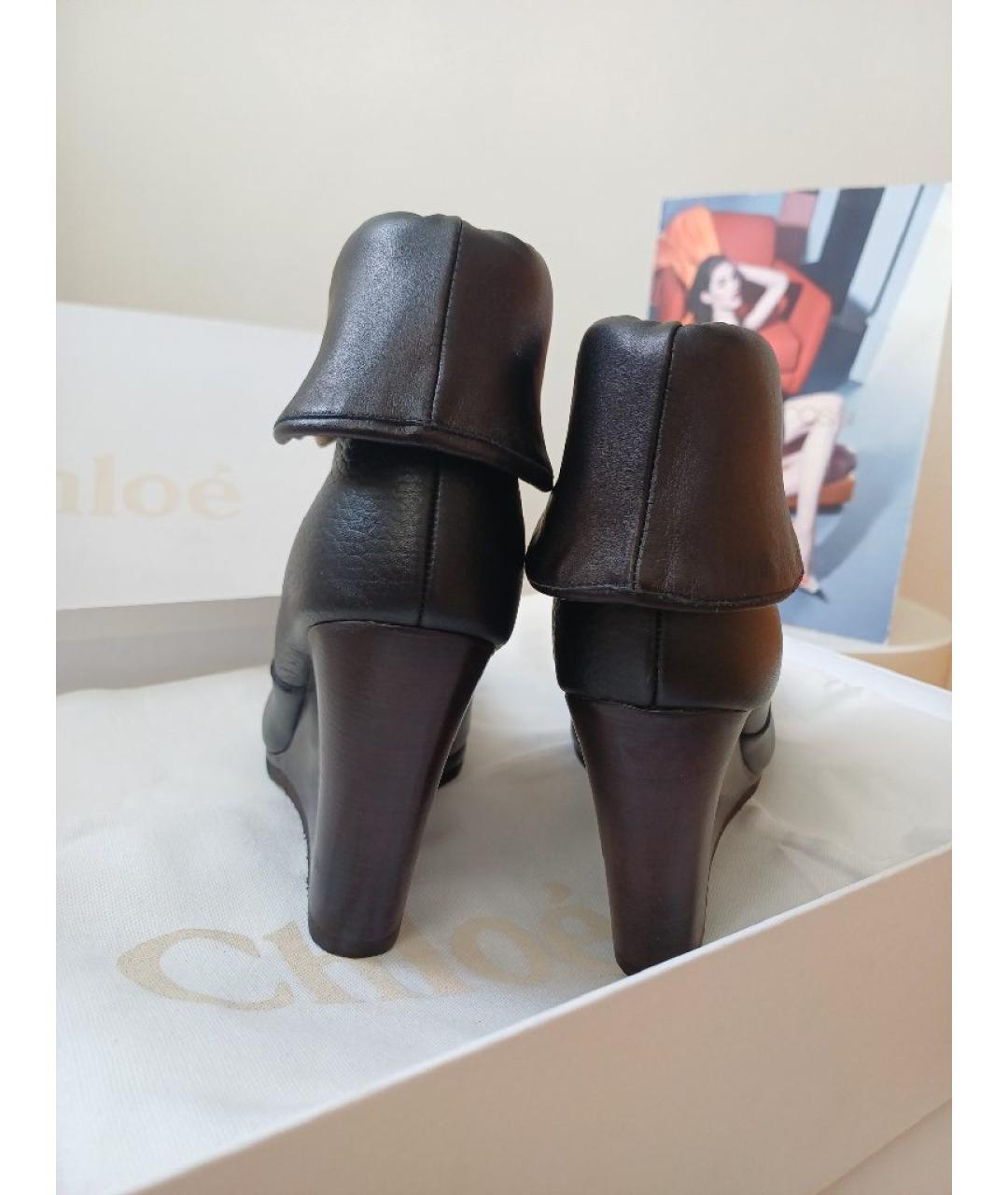 CHLOE Черные кожаные ботильоны, фото 8