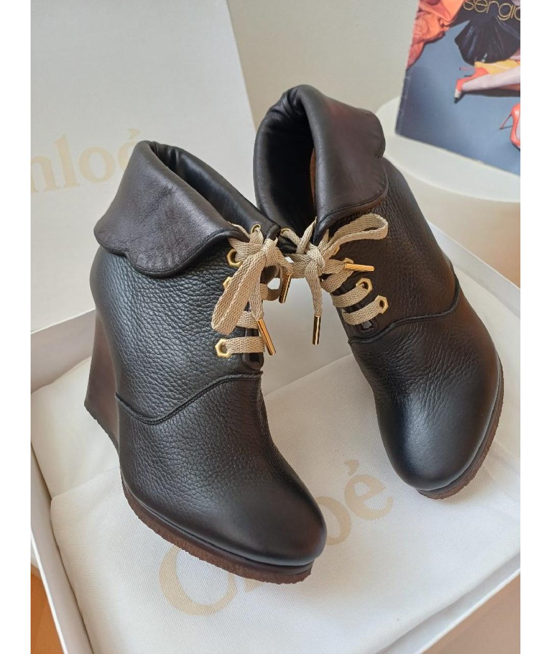 CHLOE Черные кожаные ботильоны, фото 3