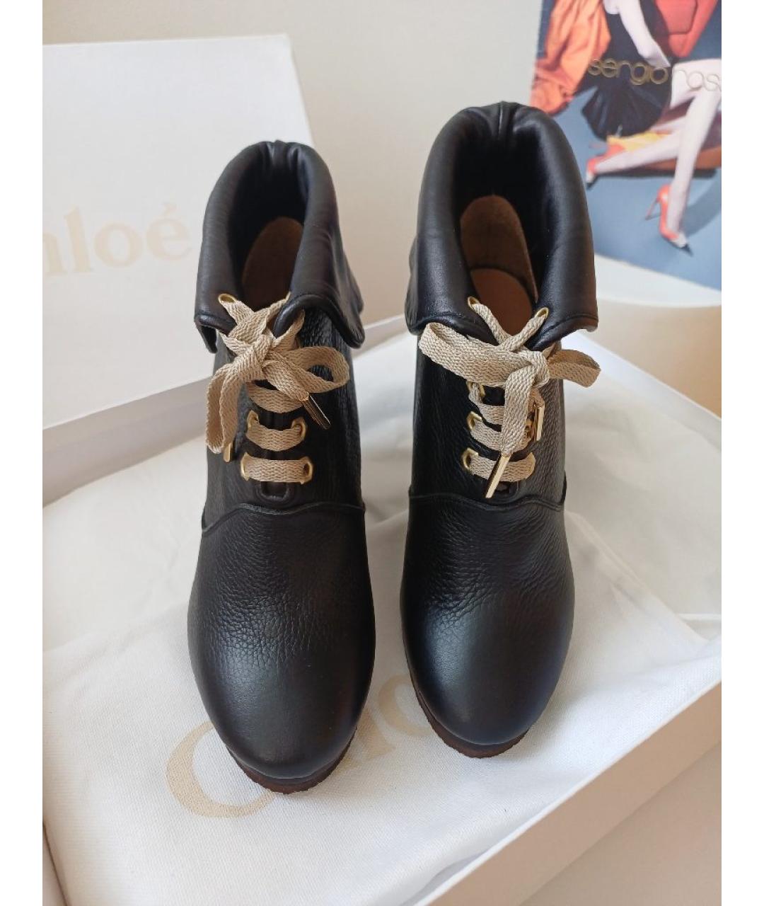 CHLOE Черные кожаные ботильоны, фото 7