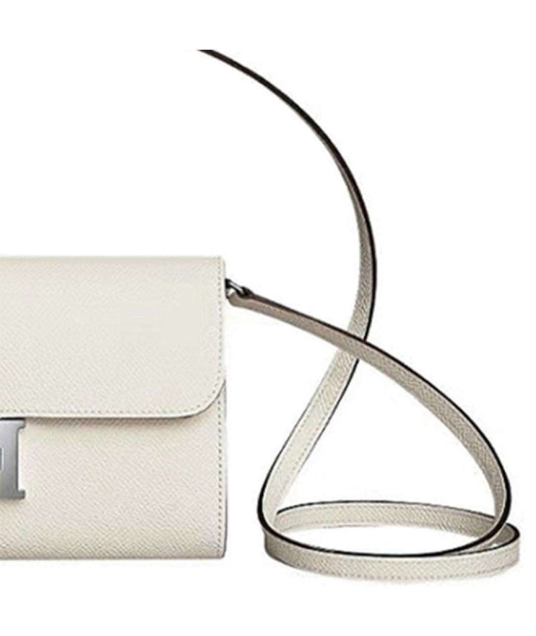 HERMES Белая кожаная сумка через плечо, фото 4