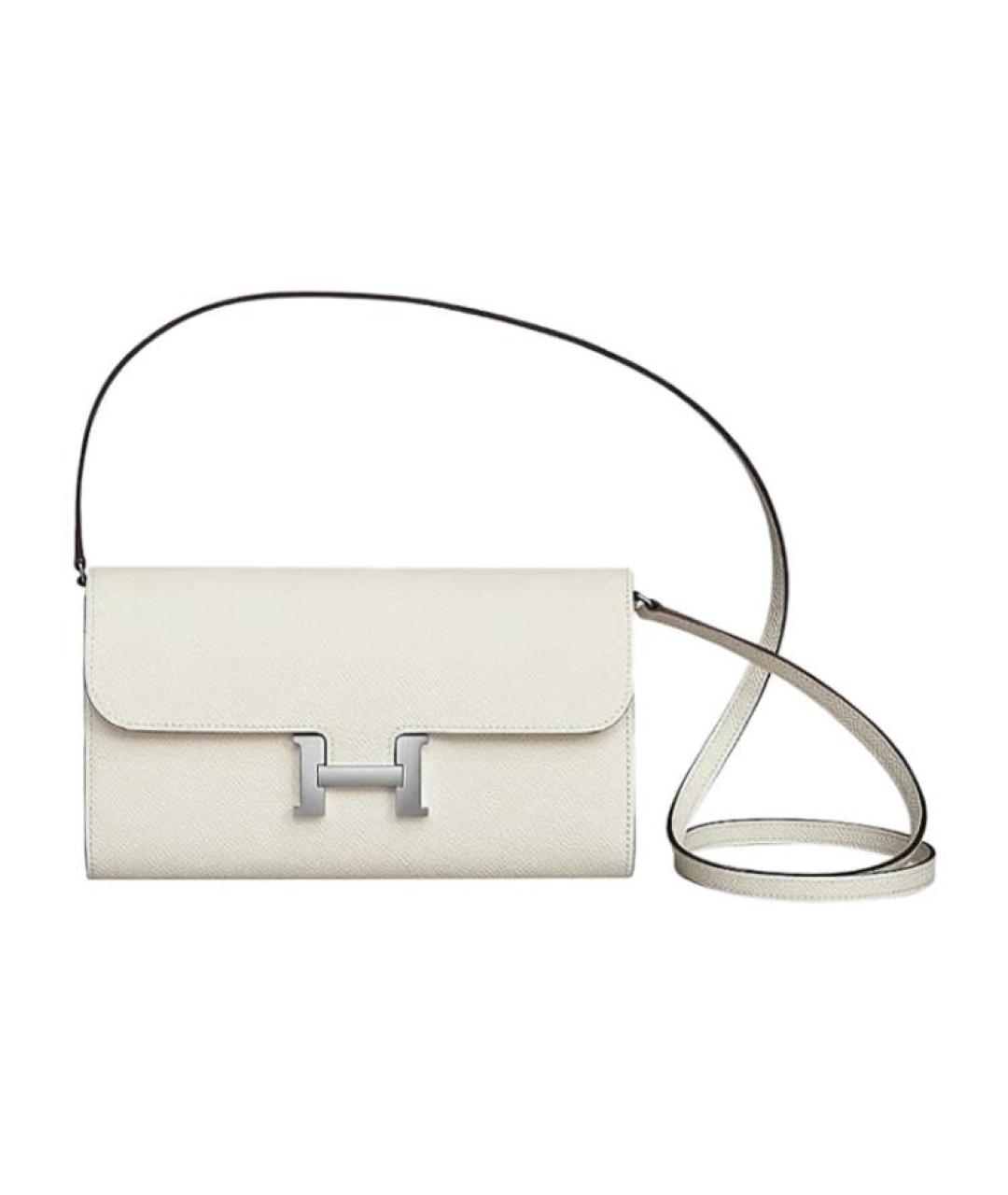 HERMES Белая кожаная сумка через плечо, фото 6