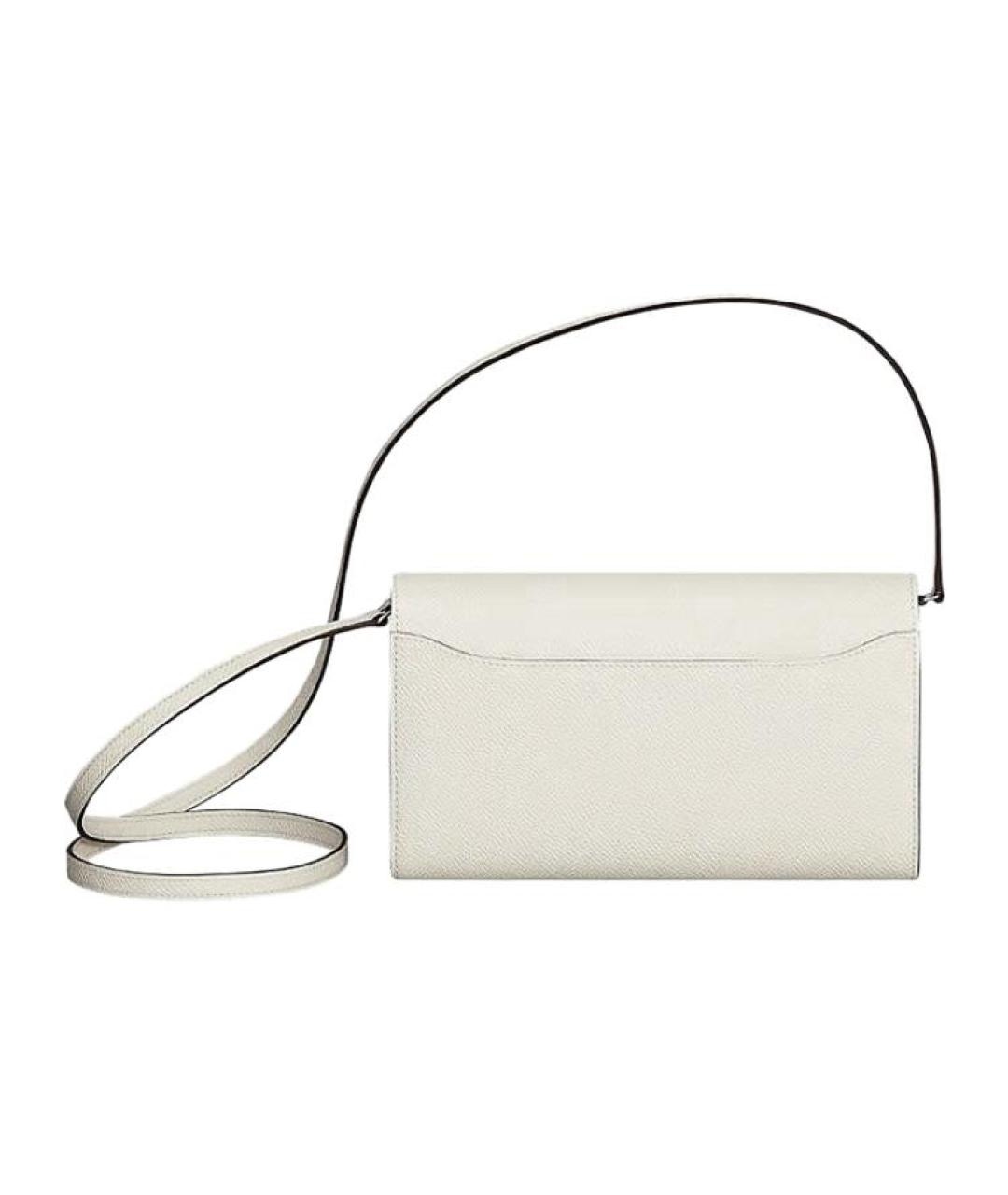 HERMES Белая кожаная сумка через плечо, фото 2