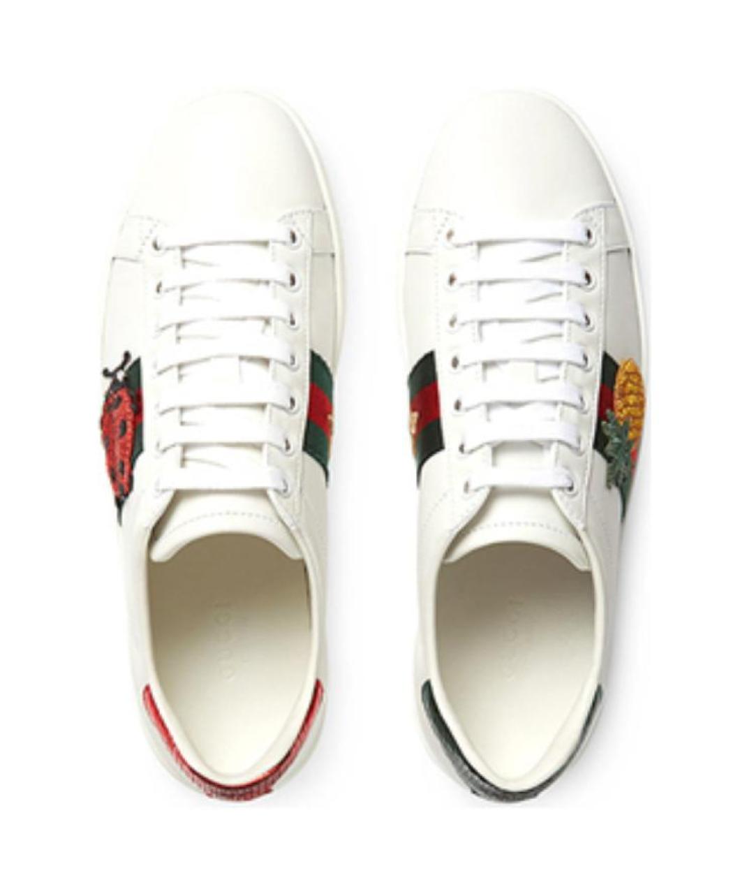 GUCCI Белые кожаные кеды, фото 4