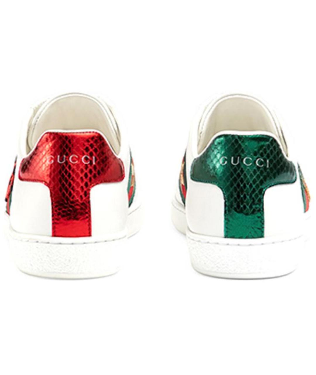 GUCCI Белые кожаные кеды, фото 5