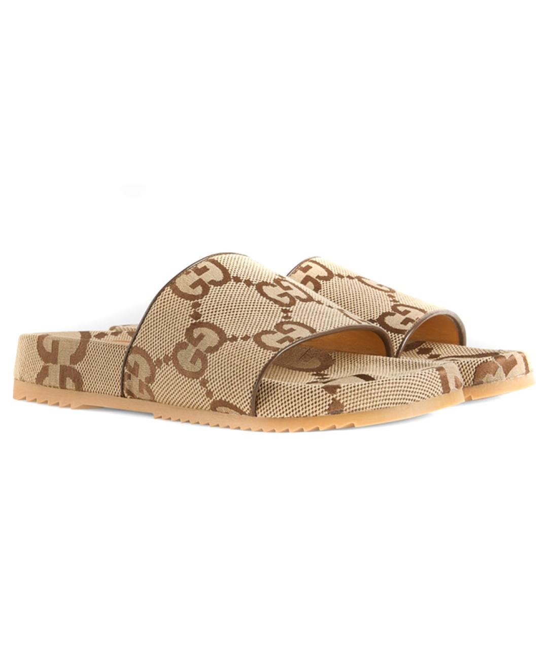 GUCCI Коричневые текстильные сандалии, фото 2