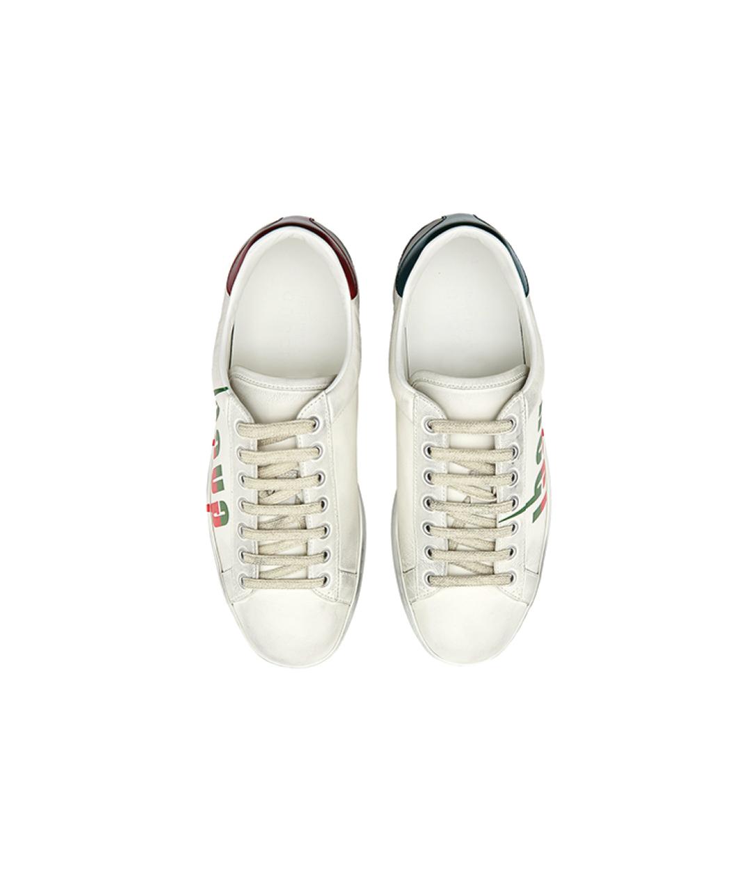 GUCCI Белые кожаные низкие кроссовки / кеды, фото 3