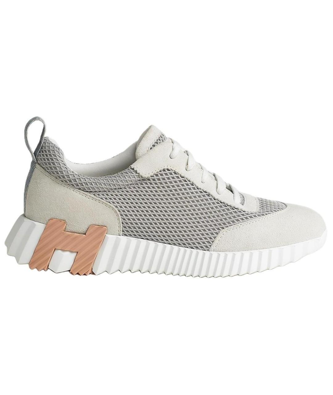 HERMES Бежевые кожаные кроссовки, фото 1