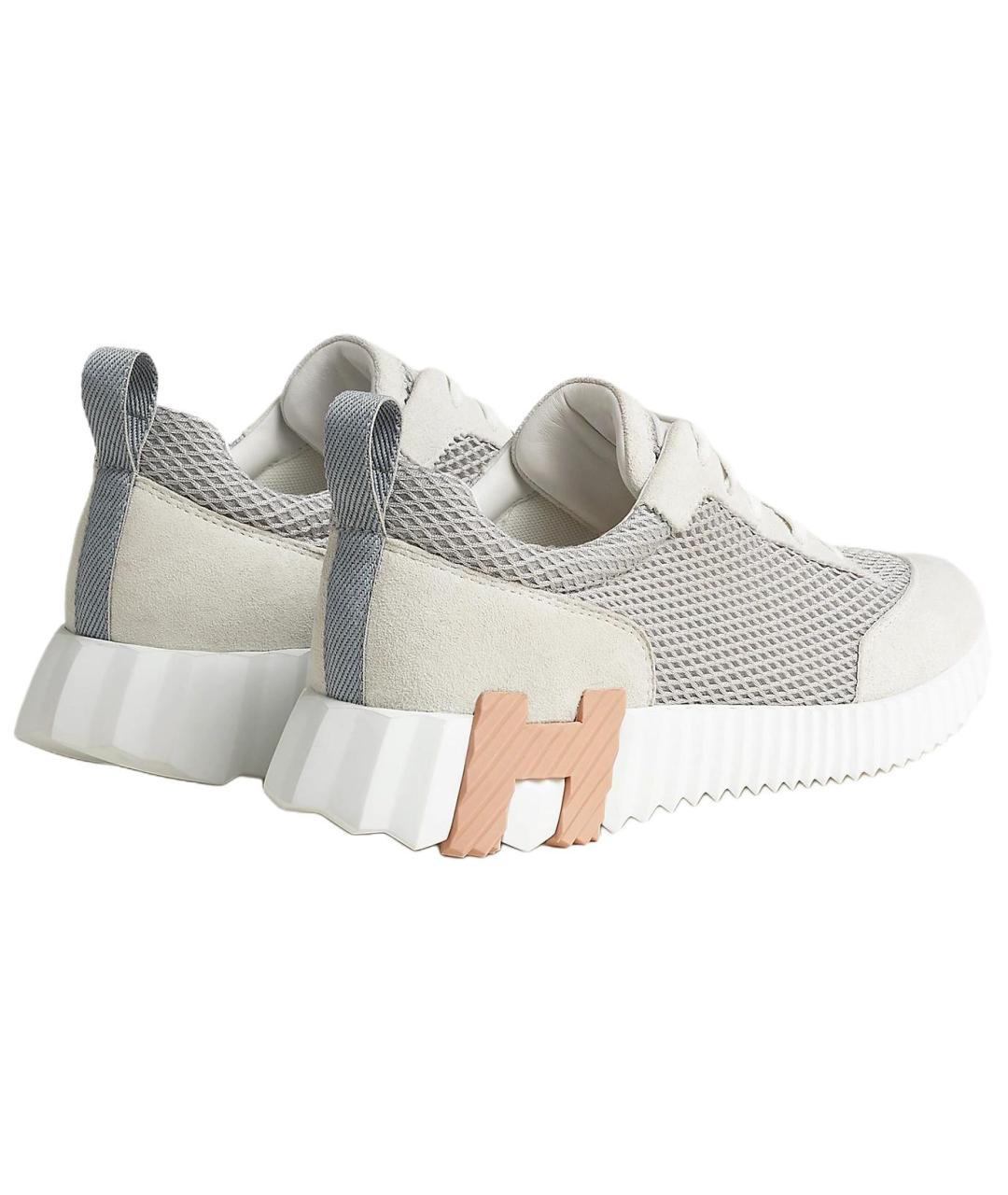 HERMES Бежевые кожаные кроссовки, фото 3