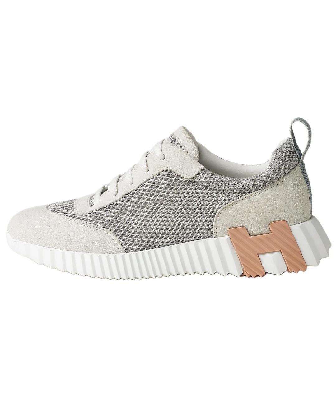 HERMES Бежевые кожаные кроссовки, фото 5