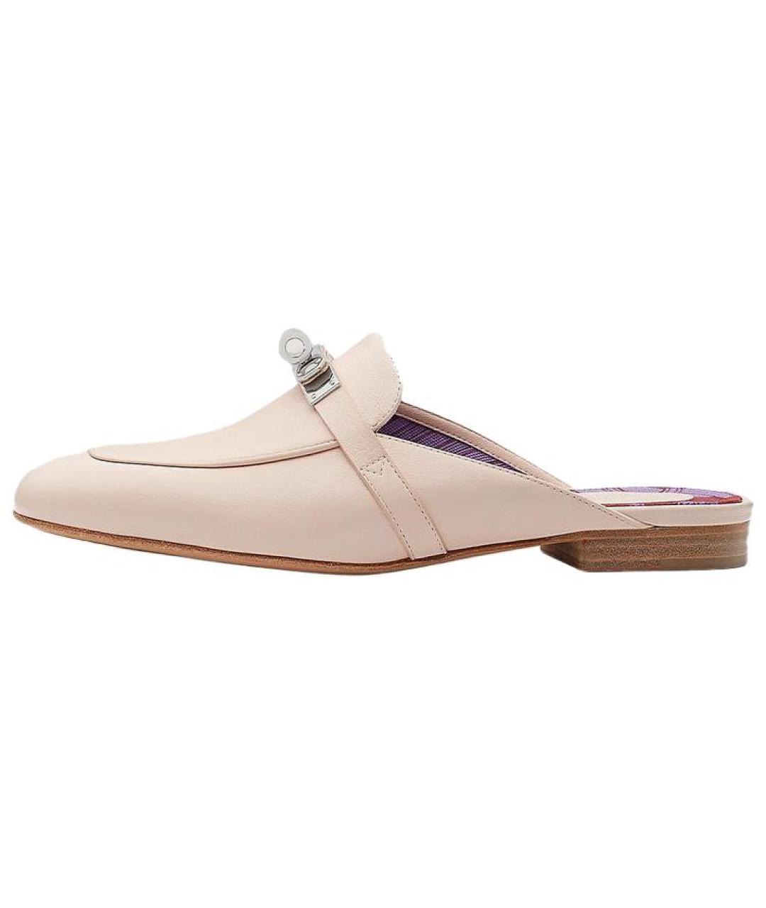 HERMES Розовые кожаные мюли, фото 2