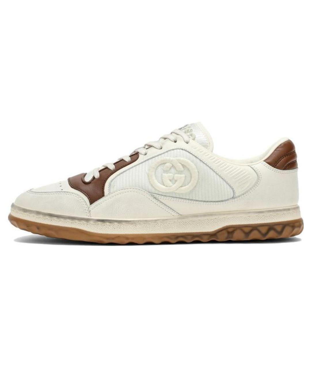 GUCCI Бежевые кожаные низкие кроссовки / кеды, фото 2