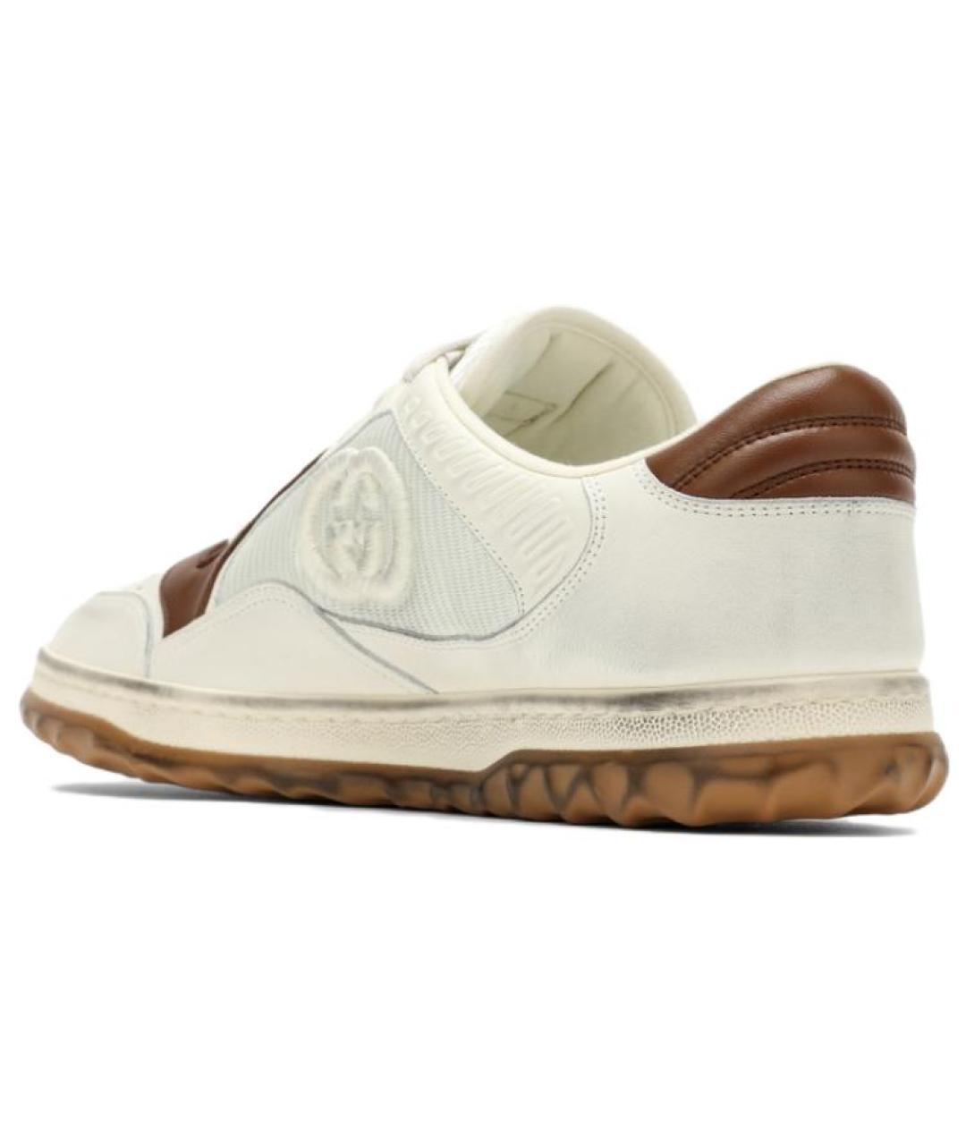 GUCCI Бежевые кожаные низкие кроссовки / кеды, фото 4