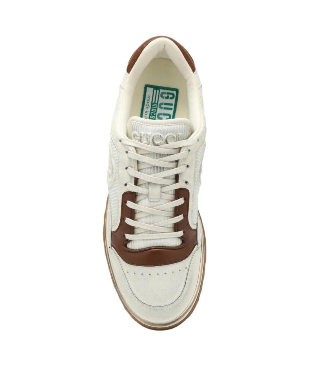 GUCCI Бежевые кожаные низкие кроссовки / кеды, фото 5