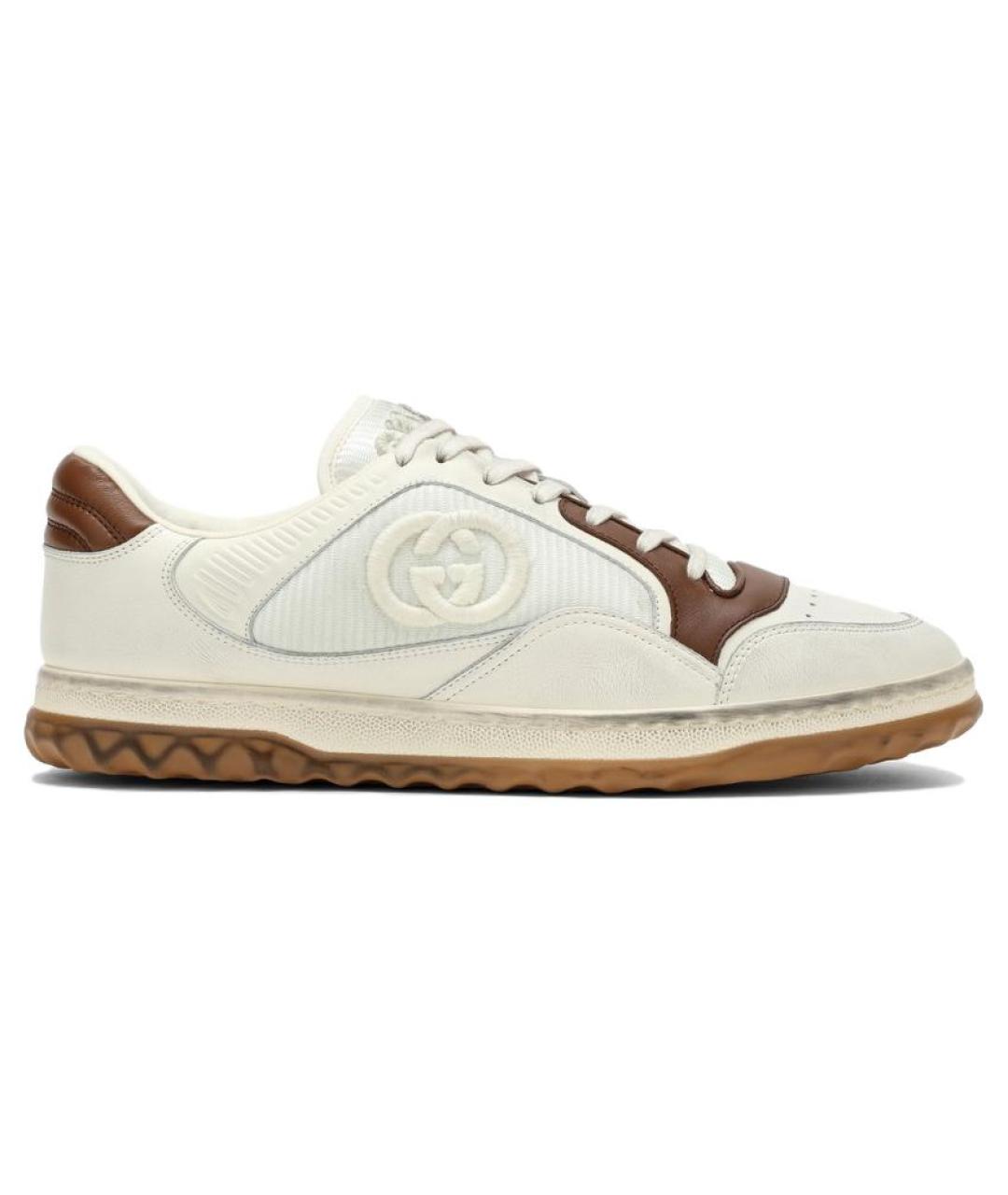 GUCCI Бежевые кожаные низкие кроссовки / кеды, фото 7