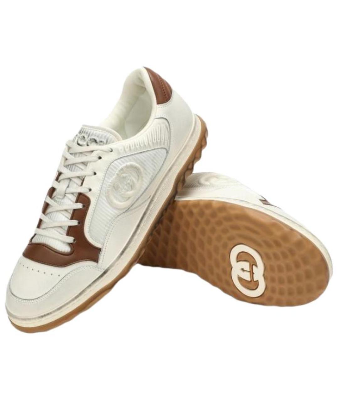 GUCCI Бежевые кожаные низкие кроссовки / кеды, фото 6