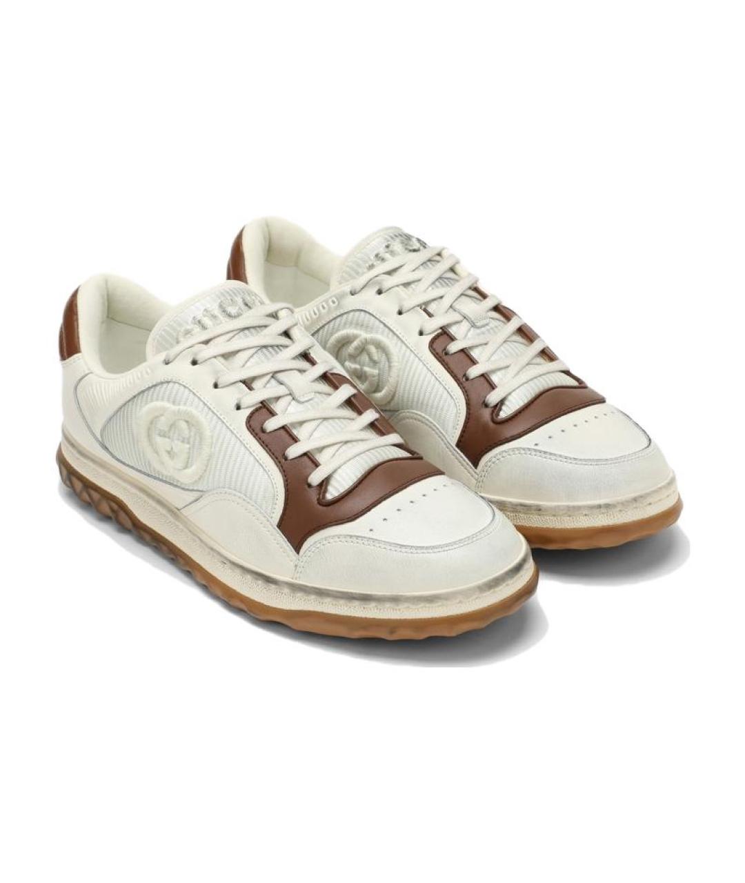 GUCCI Бежевые кожаные низкие кроссовки / кеды, фото 3