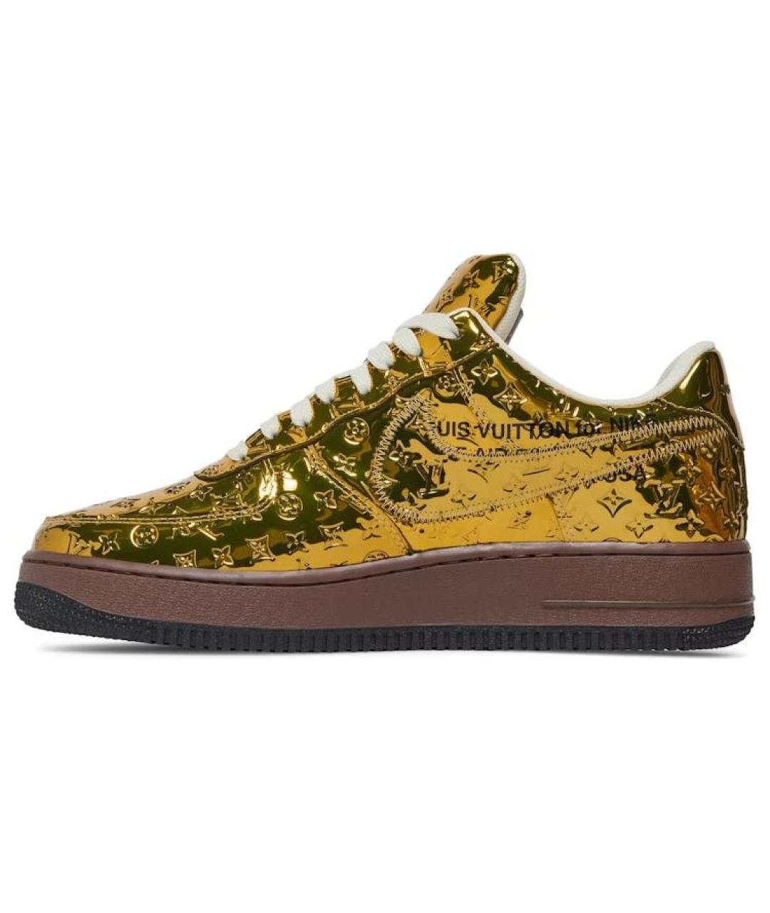 LOUIS VUITTON Золотые кожаные кроссовки, фото 2