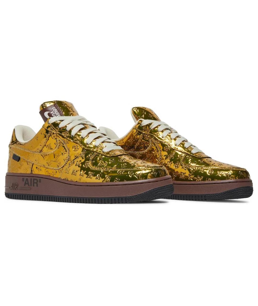 LOUIS VUITTON Золотые кожаные кроссовки, фото 3