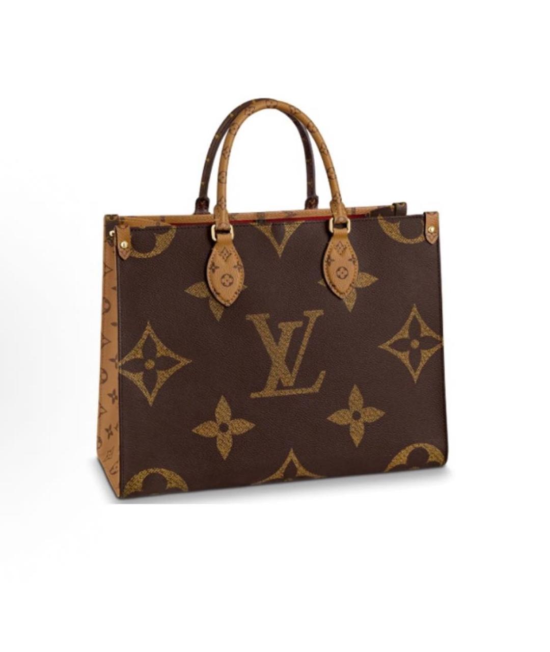 LOUIS VUITTON Коричневая кожаная сумка с короткими ручками, фото 4