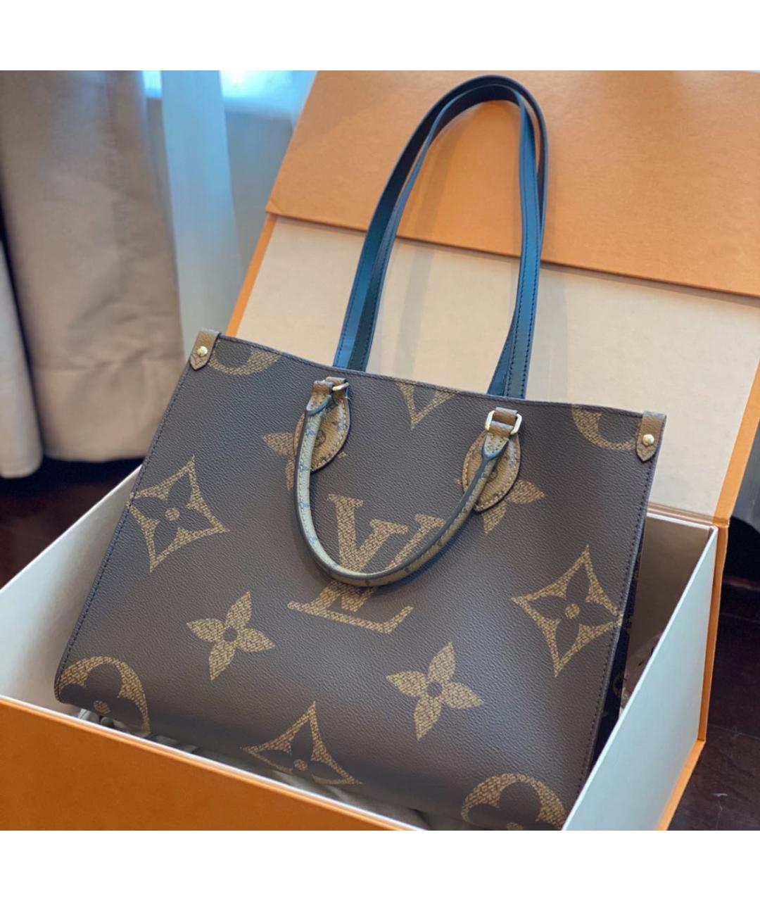 LOUIS VUITTON Коричневая кожаная сумка с короткими ручками, фото 2