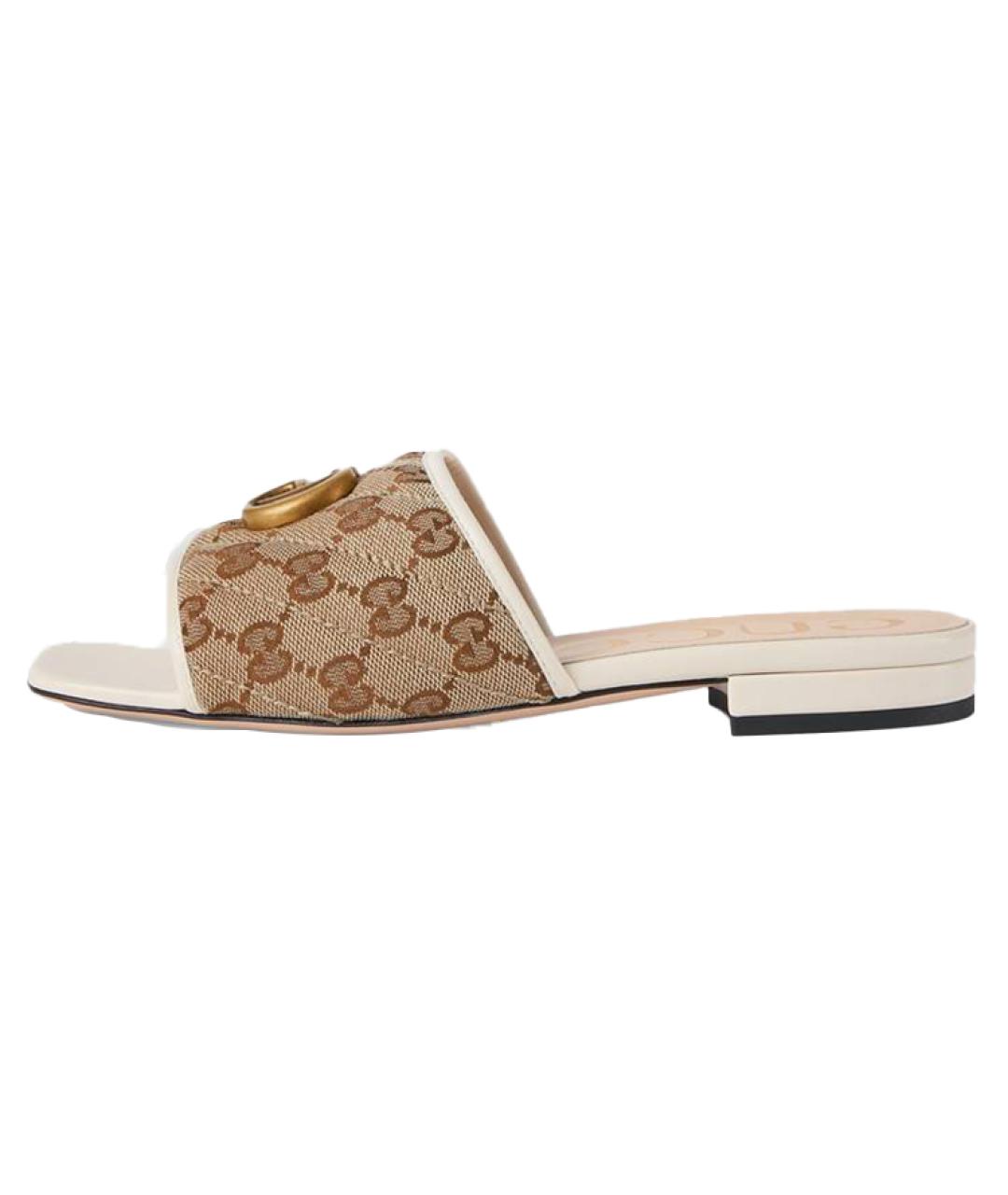 GUCCI Коричневые текстильные сандалии, фото 6